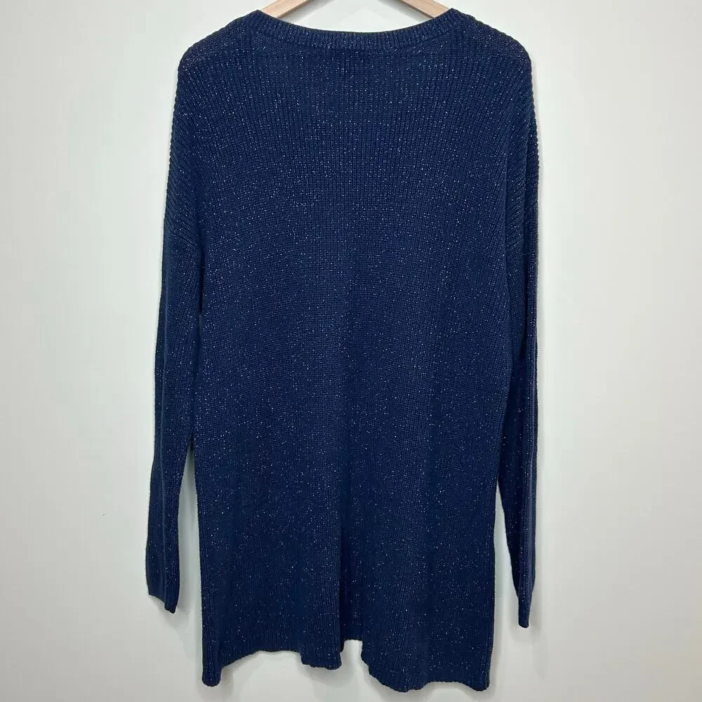 a.n.a. A New Approach Blue and Silver Knit Tunic Sweater Size XXL Pullover - Picture 6 of 9